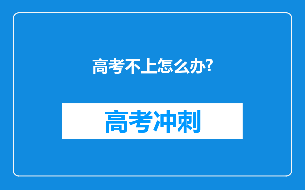 高考不上怎么办?
