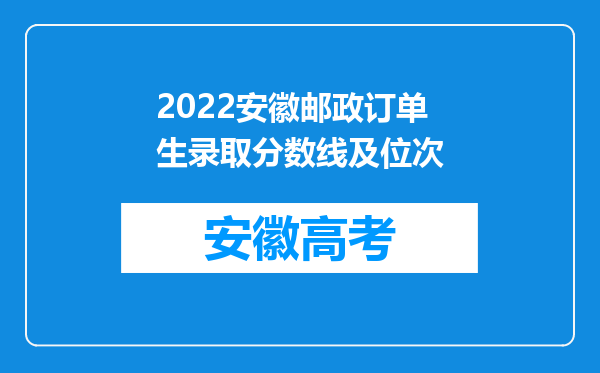 2022安徽邮政订单生录取分数线及位次