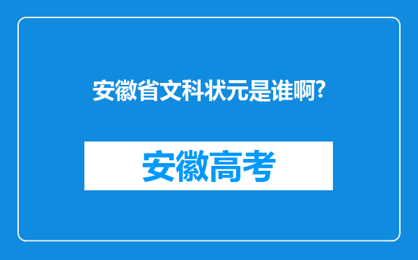 安徽省文科状元是谁啊?
