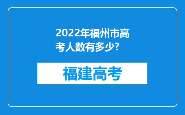 2022年福州市高考人数有多少?
