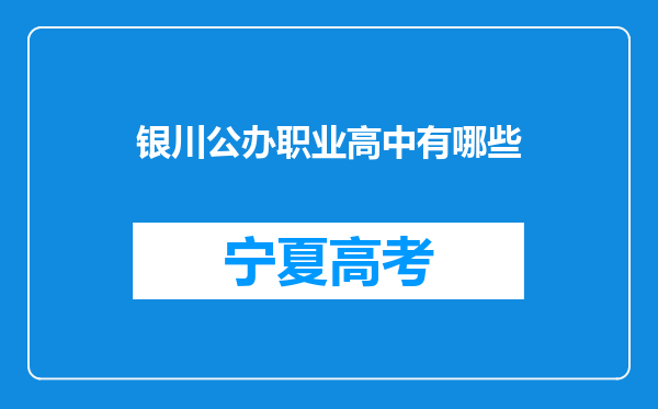 银川公办职业高中有哪些