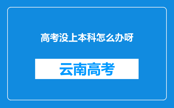 高考没上本科怎么办呀
