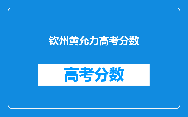 钦州黄允力高考分数