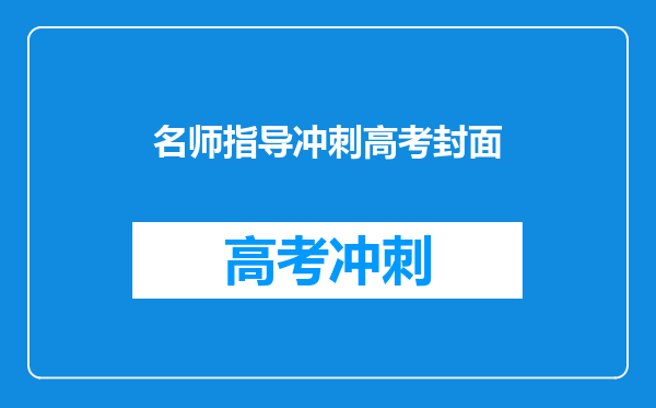 名师指导冲刺高考封面