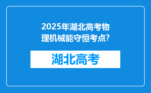 2025年湖北高考物理机械能守恒考点？