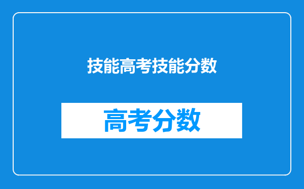技能高考技能分数