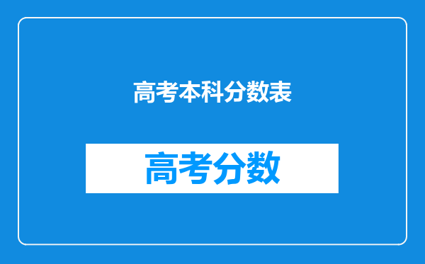 高考本科分数表