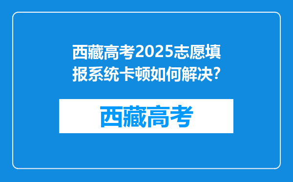 西藏高考2025志愿填报系统卡顿如何解决？