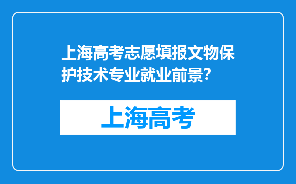 上海高考志愿填报文物保护技术专业就业前景？
