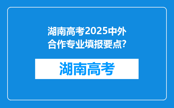 湖南高考2025中外合作专业填报要点？