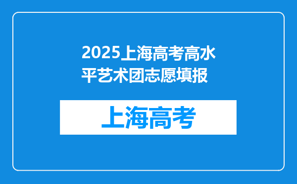 2025上海高考高水平艺术团志愿填报