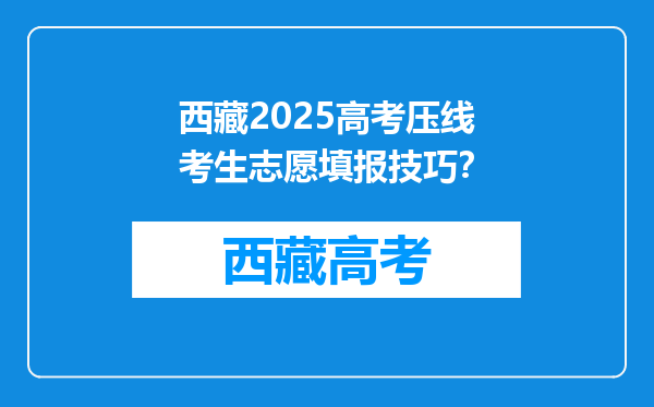 西藏2025高考压线考生志愿填报技巧？