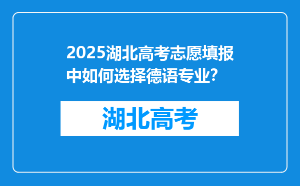 2025湖北高考志愿填报中如何选择德语专业？