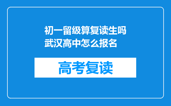 初一留级算复读生吗武汉高中怎么报名