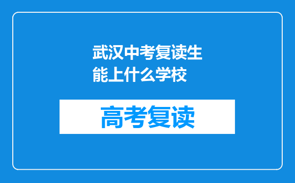 武汉中考复读生能上什么学校