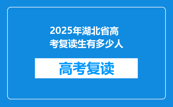 2025年湖北省高考复读生有多少人