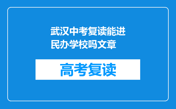 武汉中考复读能进民办学校吗文章