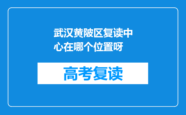 武汉黄陂区复读中心在哪个位置呀