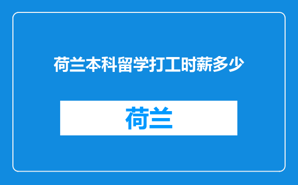 荷兰本科留学打工时薪多少