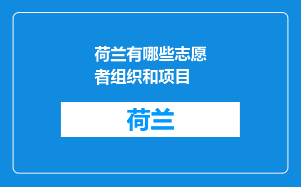 荷兰有哪些志愿者组织和项目