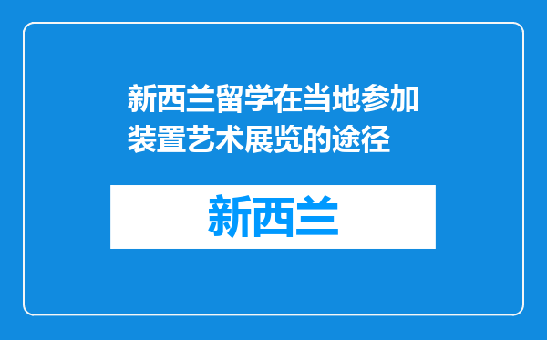 新西兰留学在当地参加装置艺术展览的途径