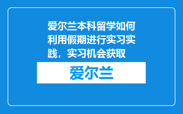 爱尔兰本科留学如何利用假期进行实习实践，实习机会获取