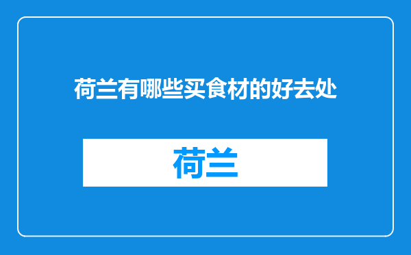 荷兰有哪些买食材的好去处