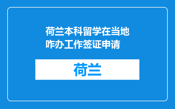 荷兰本科留学在当地咋办工作签证申请