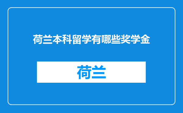 荷兰本科留学有哪些奖学金