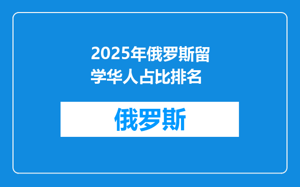 2025年俄罗斯留学华人占比排名