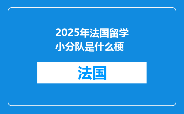2025年法国留学小分队是什么梗