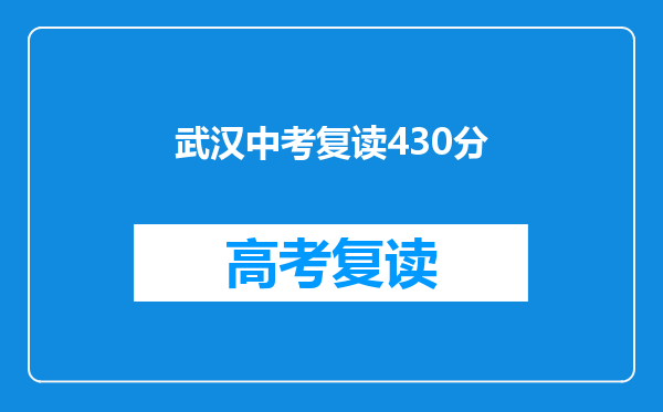 武汉中考复读430分
